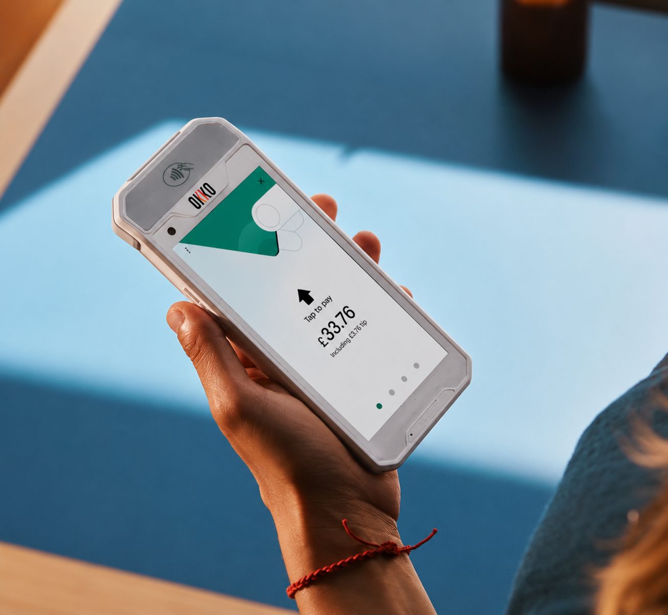 Taking a fast contactless order on an OKKO handheld at an event